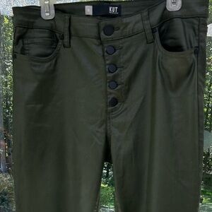 Kut From the KlothMIA Coated High Rise Slim Fit Skinny Jean Size 12 Olive